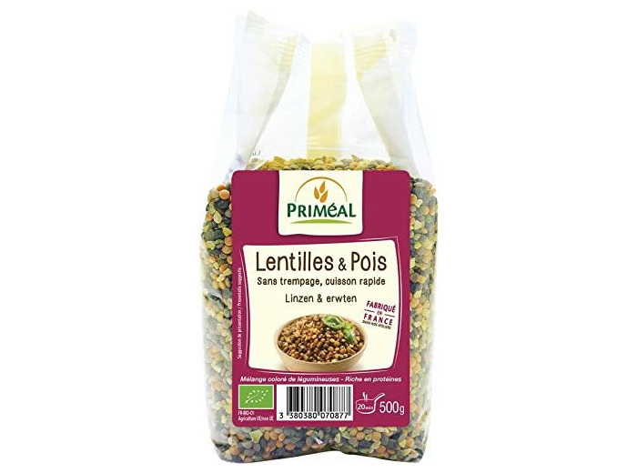 Melange lentilles et pois 500g EKIBIO