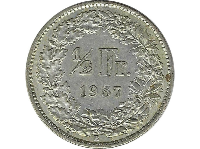 SUISSE 1/2 FRANC 1957 B TTB+