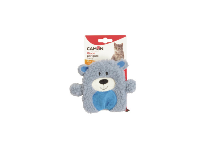 Jouet chat, Ours en peluche + herbe à chat - 14cm