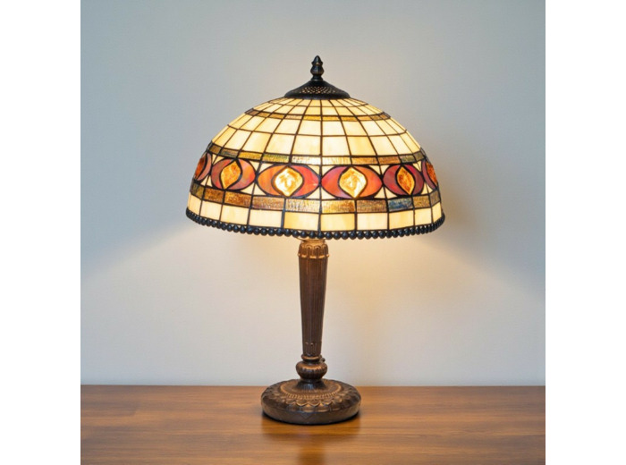 Lampe à poser Vitralia Verre et Métal Blanc et marron 48x35cm