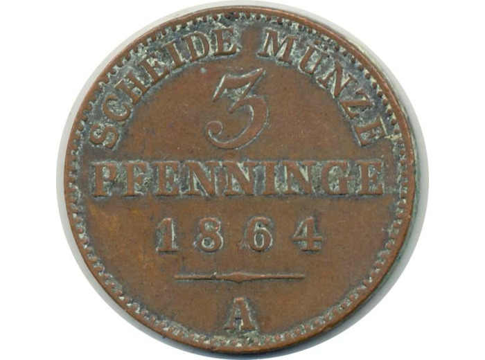 ALLEMAGNE PRUSSE 3 PFENNIG 1864 A TTB (W482) N3