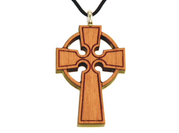 Croix en Bois d'Erable Vernis 3,5cm avec Cordon - CELTE