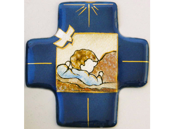 Jardin de l'esprit saint G bleu 7,7X8cm - EMAUX DU LIBAN