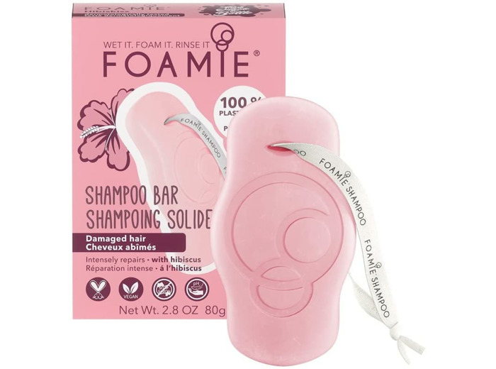Foamie Shampoing solide pour cheveux saints et brillants • 100% sans plastique vegan (Hibiskiss)