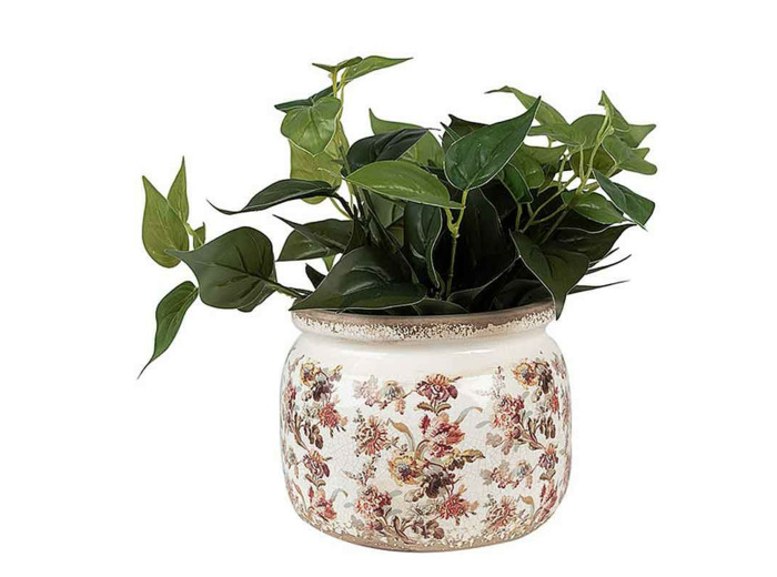 Pot fleurs rose céramique 20x20x15cm