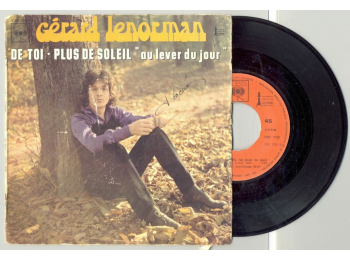 45 Tours GERARD LENORMAN "DE TOI" / "PLUS DE SOLEIL"