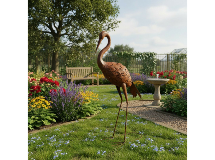 Statuette héron fer 12x8x95cm