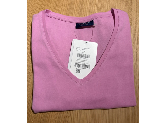 T-shirt Ajaccio col V  en coton