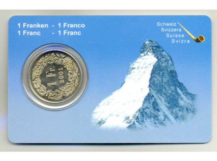 SUISSE 1 FRANC 2001 COLORISEE COINCARD