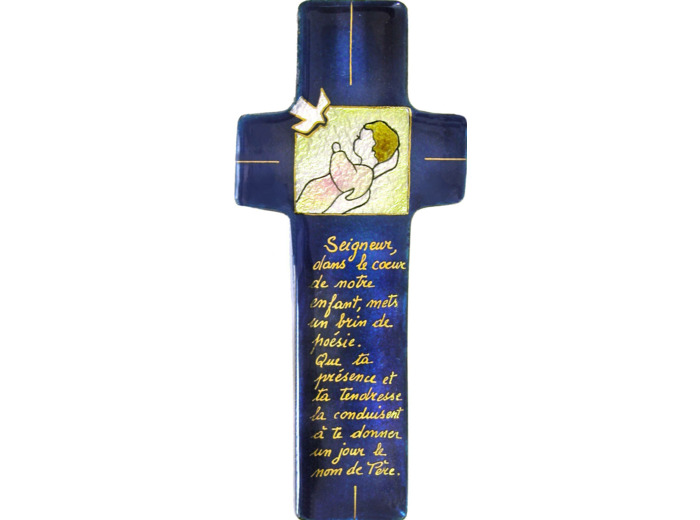 Croix de Baptême Fille 17X7,7cm - EMAUX DU LIBAN