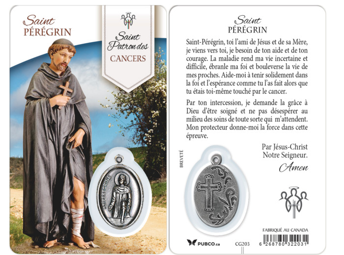 Carte-prière avec insertion ST GUERISSEUR - ST PEREGRIN