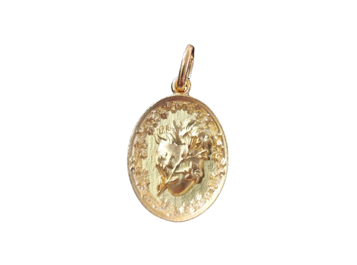 Coeur Sacré 19mm en PO/Base Argent 925 - Très Chaste Coeur de Joseph