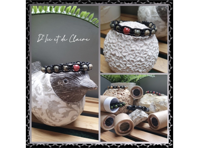 Bracelet Shamballa 13 perles de Syenite et jaspe impérial