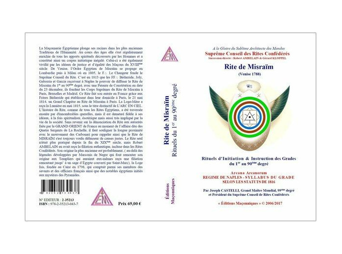 Rite de Misraïm - 1788 - Rituels du 1° au 90°