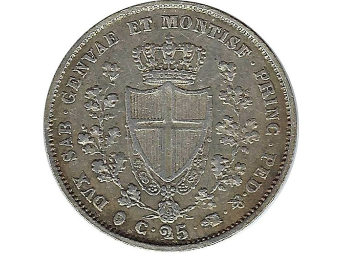 ITALIE (SARDAIGNE) 25 CENTESIMI 1830 P TTB+