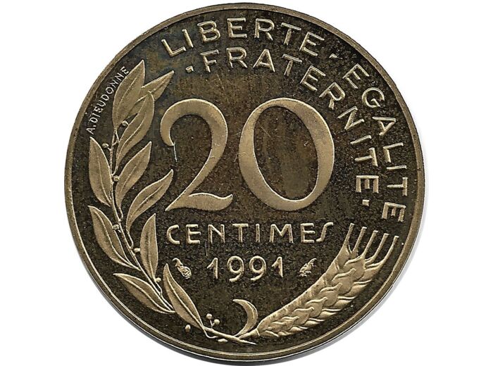 FRANCE 20 CENTIMES LAGRIFFOUL 1991 BE