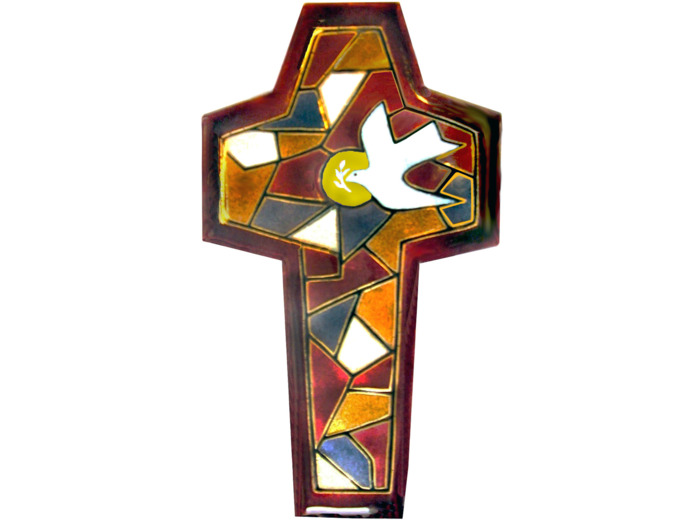 Vitrail du St Esprit rouge 18X10,4cm - EMAUX DU LIBAN
