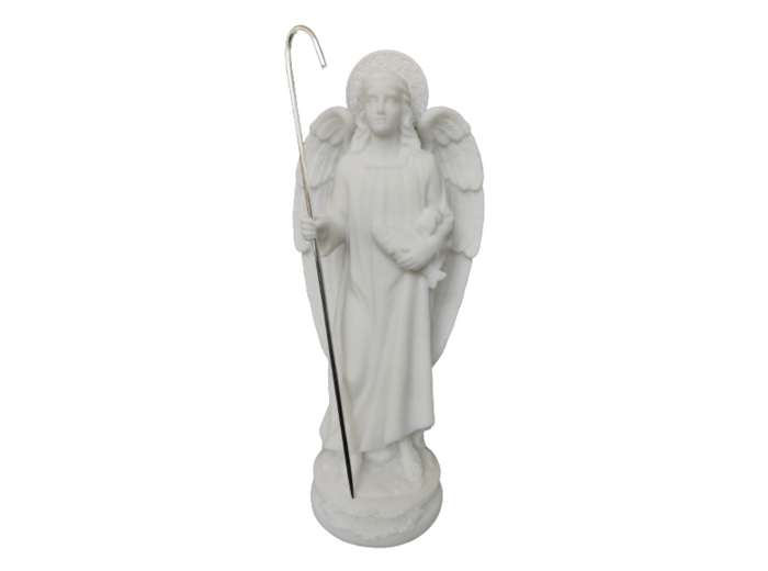 St Raphaël - Statue en albâtre 20cm - Blanc
