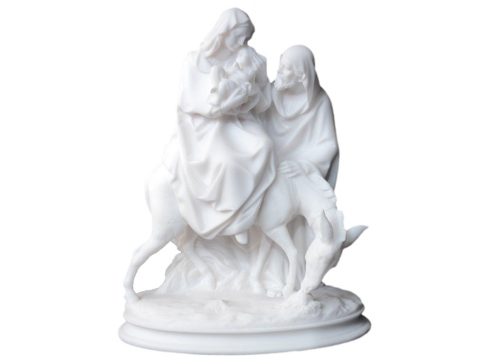 Fuite en Egypte -Statue en albâtre 25cm -Blanche