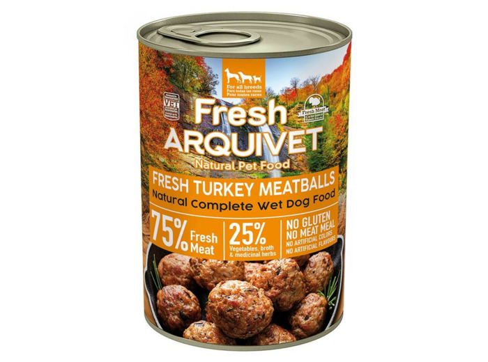 Arquivet Boulettes de dinde, brocoli et citrouille pour chiens adultes - 400G