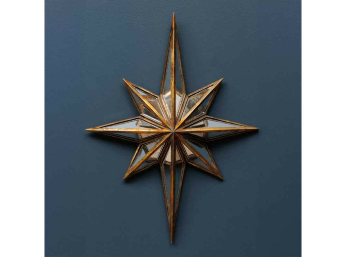 Étoile miroirs dorée Constellation 33x25x4cm