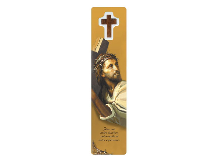 Signet plastifié avec médaille FACE DE JESUS - Anglais
