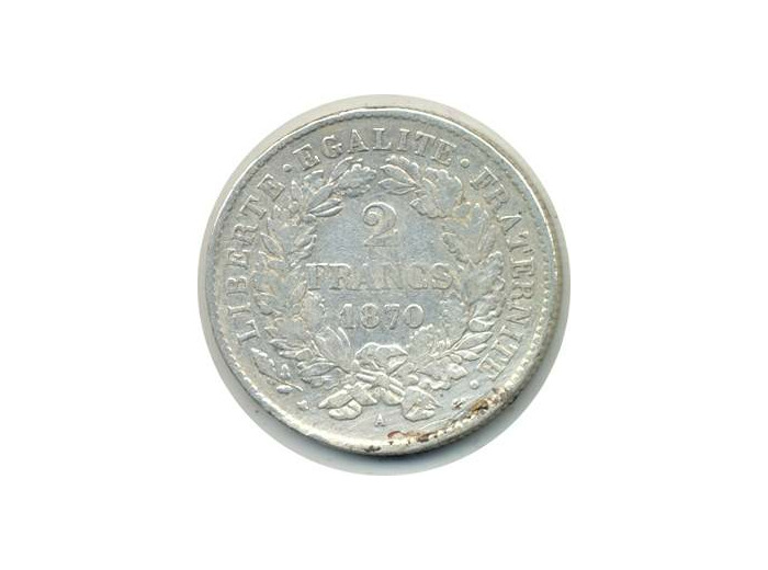 FRANCE 2 FRANCS CERES 1870 A (Paris) petit A TB+ (G530)