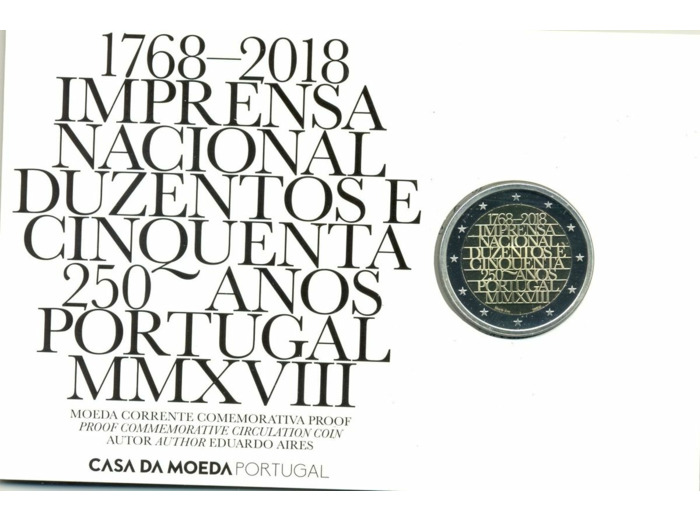 PORTUGAL 2018  2 EURO COMMEMORATIVE 250 ANS IMPRESA NACIONAL B.E