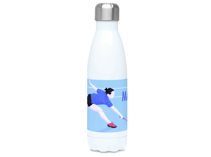 Gourde isotherme "Joueuse de badminton" - Personnalisable