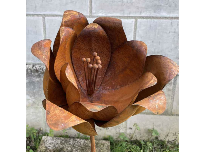 Tuteur fleur fer rouille 27x24x110cm