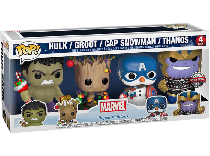 Funko Pop! Marvel: Holiday - Hulk, Groot, Captain America Snowman and Thanos