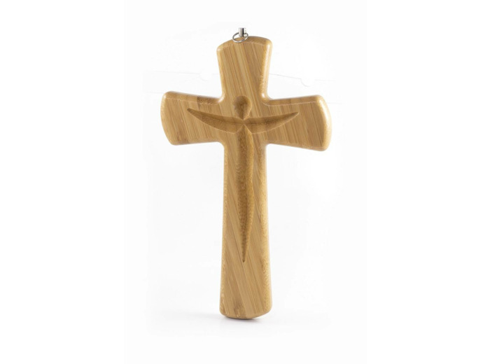 Crucifix en BOIS clair- 21x12,5cm- CHRIST STYLISE