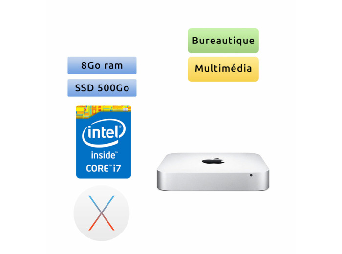 Apple Mac mini A1347 (emc 2570) i7 8GB 2x250GB SSD - Macmini6.2 - 2012 - Unité Centrale Apple