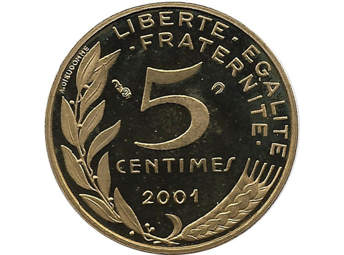 FRANCE 5 CENTIMES LAGRIFFOUL 2001 BE