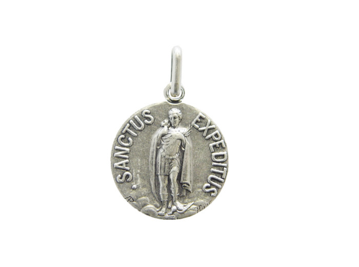 Médaille 18mm en Métal Argenté - SAINT EXPEDIT