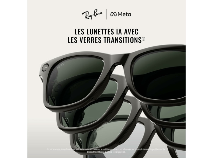 RAY-BAN Meta Gen 2 Wayfarer - Lunettes Connectées IA - Noir Brillant Monture Noire Brillante, Verre Transitions Graphite Green Taille unique