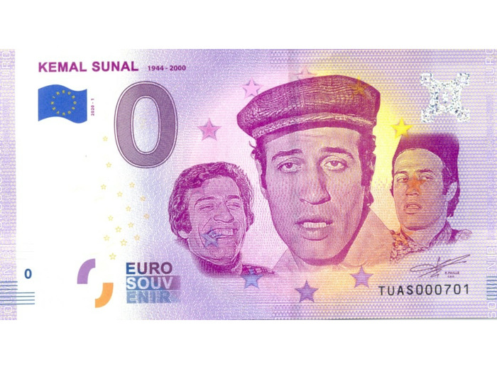 TURQUIE 2020-1 KEMAL SUNAL BILLET SOUVENIR 0 EURO TOURISTIQUE  NEUF