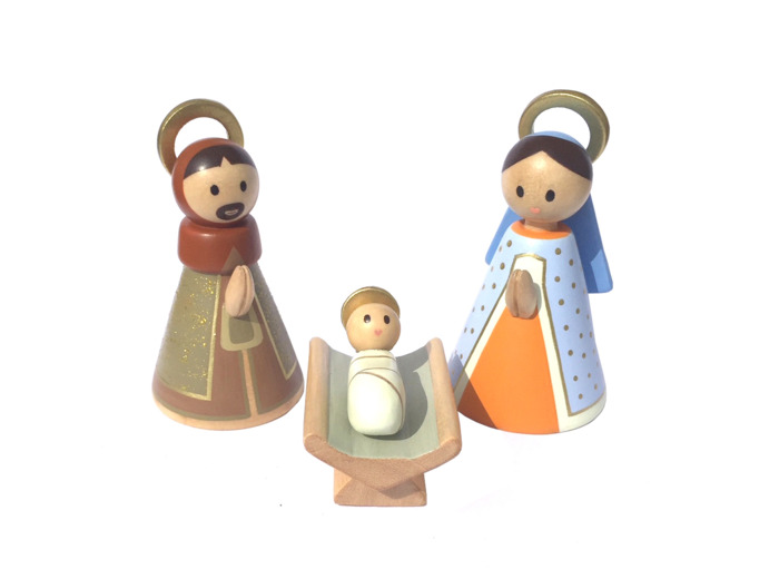 Sainte Famille en bois doré et tourné 9cm