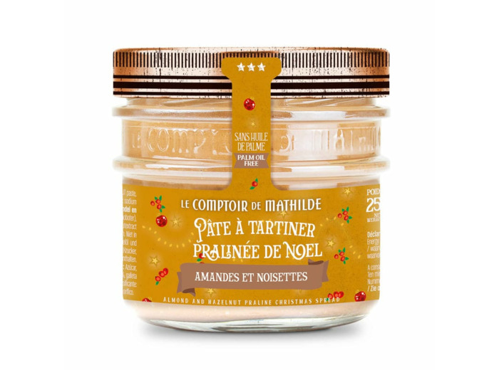 Pâte à Tartiner Pralinée Noël Amandes Noisettes 250G