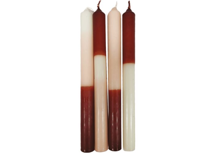 Set de 4 bougies longues bicolores nudes D2,2 H25cm