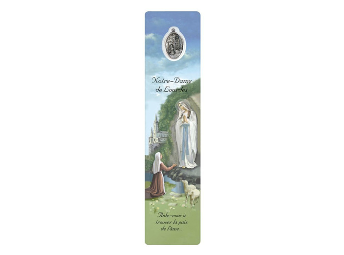 Signet plastifié avec médaille -ND DE LOURDES-espagnol