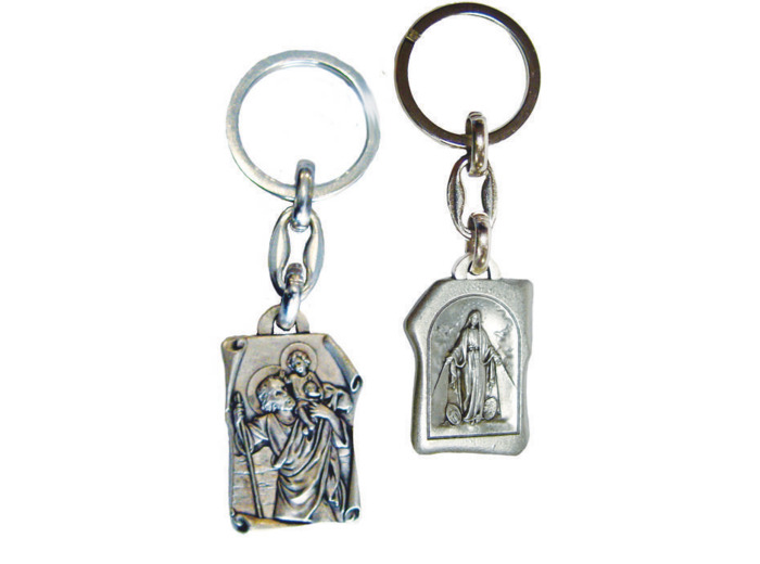 Porte-Clefs en Métal Argenté - CHRISTOPHE/MIRACULEUSE