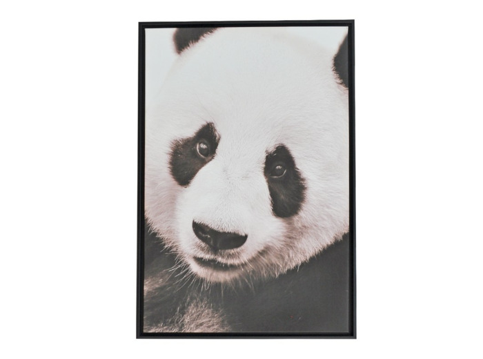 Grand Cadre Photo en Bois Noir avec Portrait  Panda Géant Noir et Blanc 94x64cm