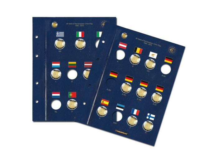 Feuilles VISTA pour 23 pièces de 2 Euro commémorative 30 ans du drapeau de l'UE