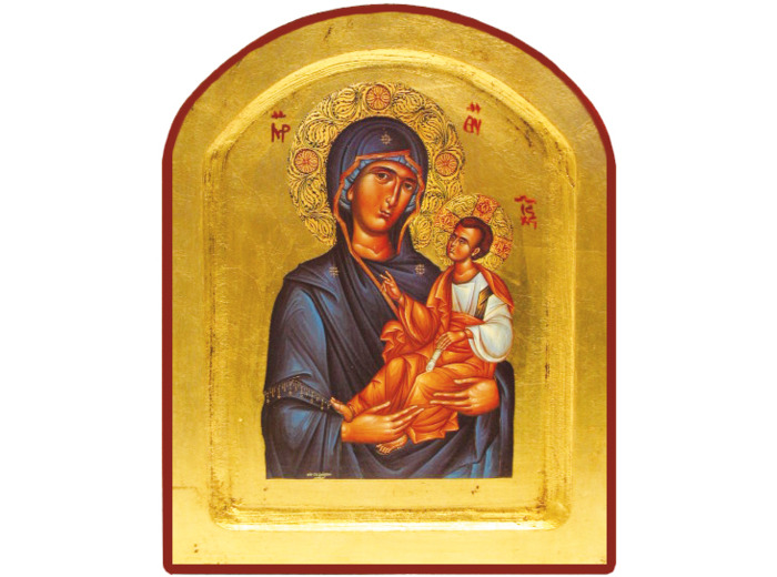 Icône dorée incurvée arrondie 14*18cm - MARIE PORTE DU CIEL