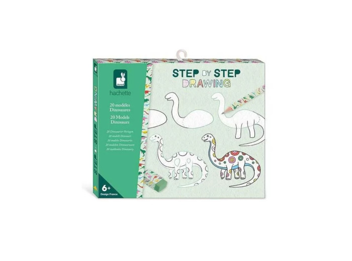 Janod - Step by Step Drawing - Apprendre à dessiner - 20 Modèles Dinos -