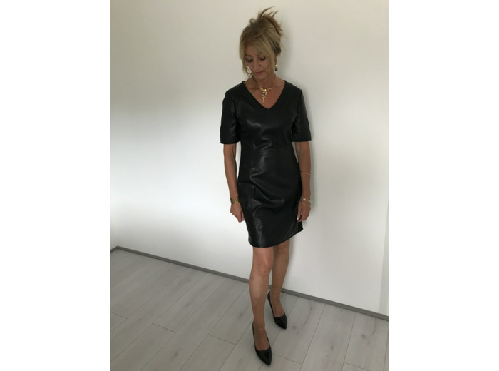 robe cuir agneau et strech noir RB33431