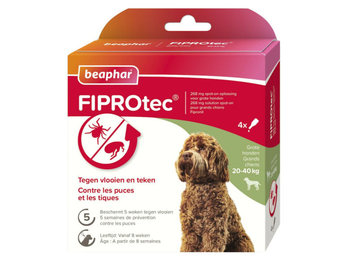 Pipettes antiparasitaires FIPROtec pour grand chien (20-40kg) - x4