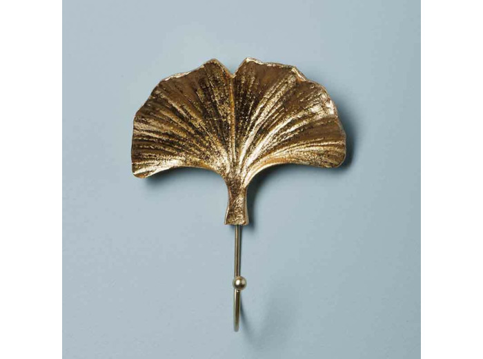 Crochet doré feuille de ginkgo 15x13x5cm