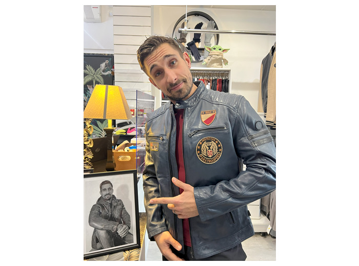 Blouson homme cuir marine